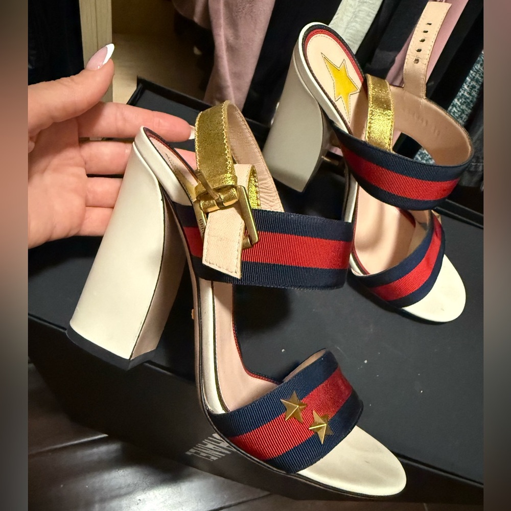 Gucci- heel sandals 38- excellent condition.